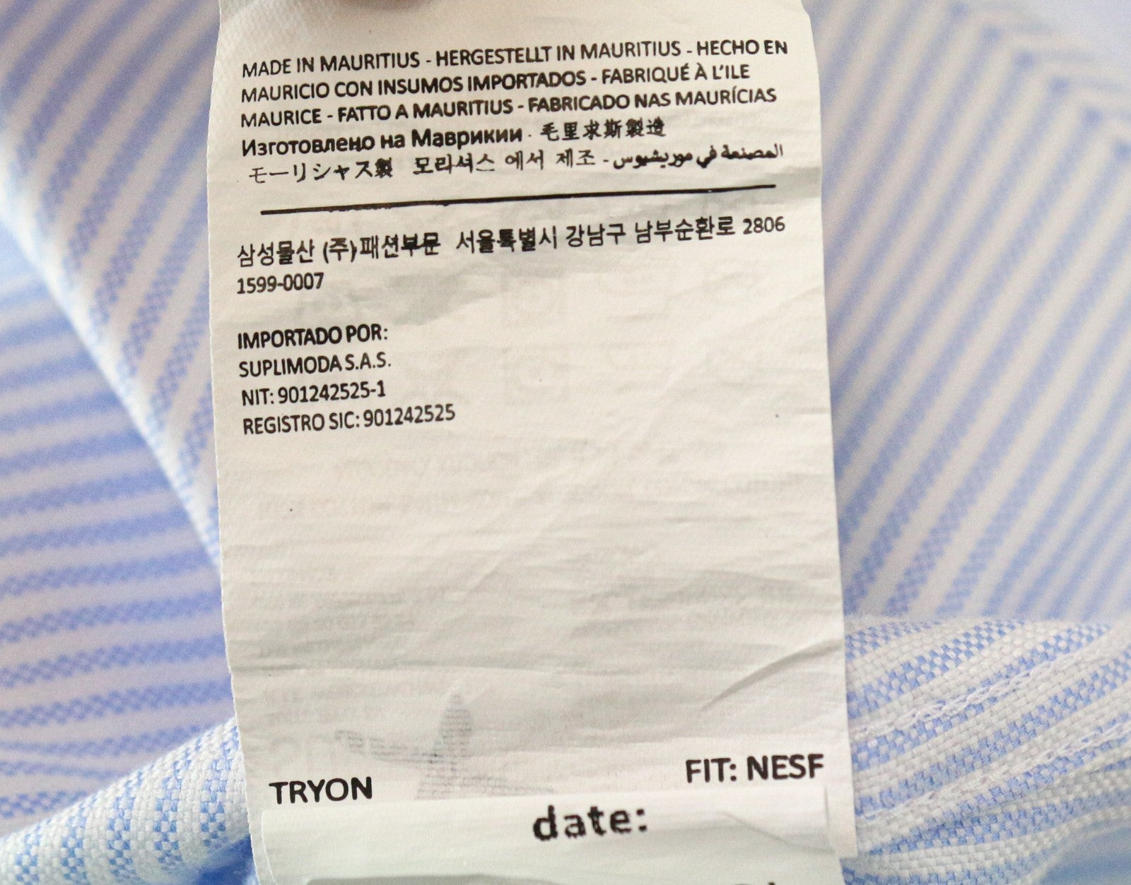 SUITSUPPLY Men's Formal Shirt 41L/16L Blue Striped Cotton Extra Slim Try On