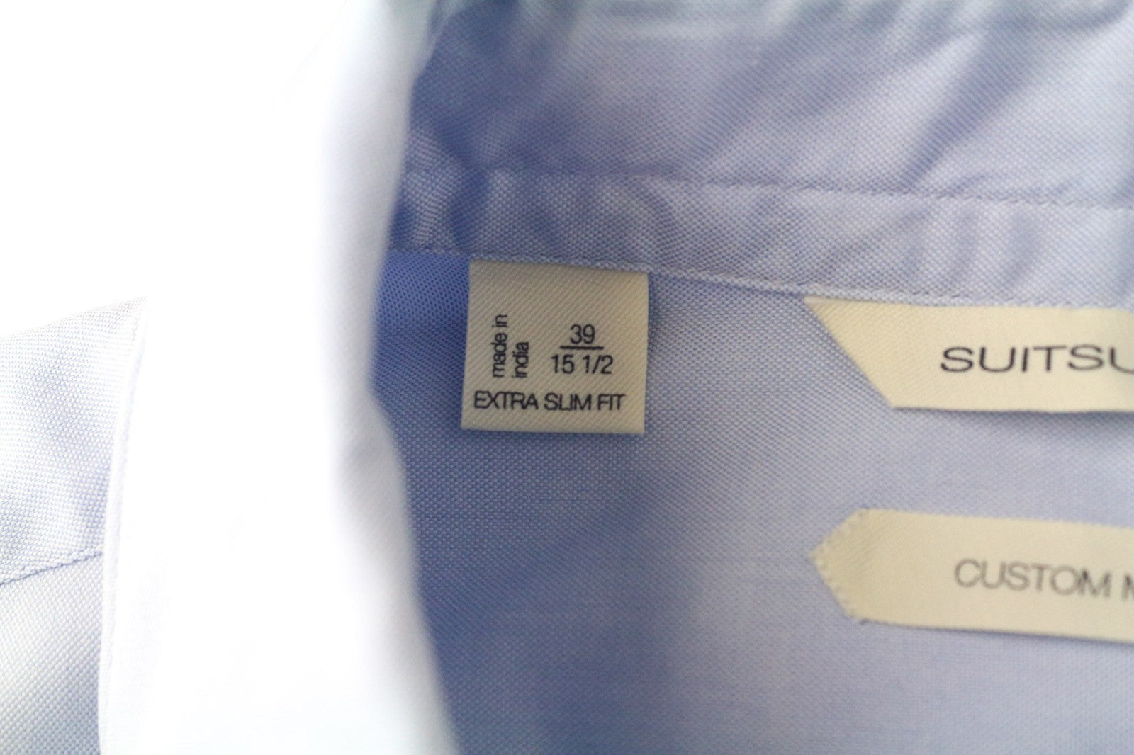 SUITSUPPLY Men's Formal Shirt 39/15 1/2 Blue Cotton Classic Extra Slim Fit