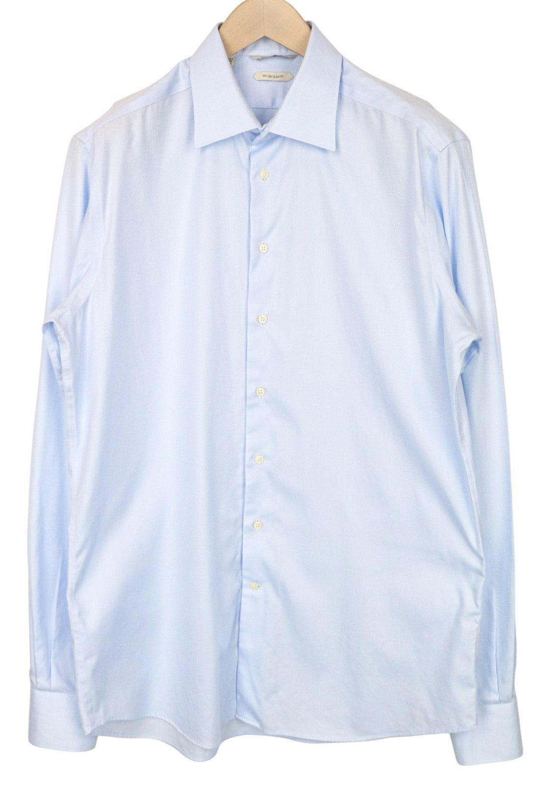 SUITSUPPLY Men's Formal Shirt 43.7/17L Light Blue Try On Cotton Slim Fit