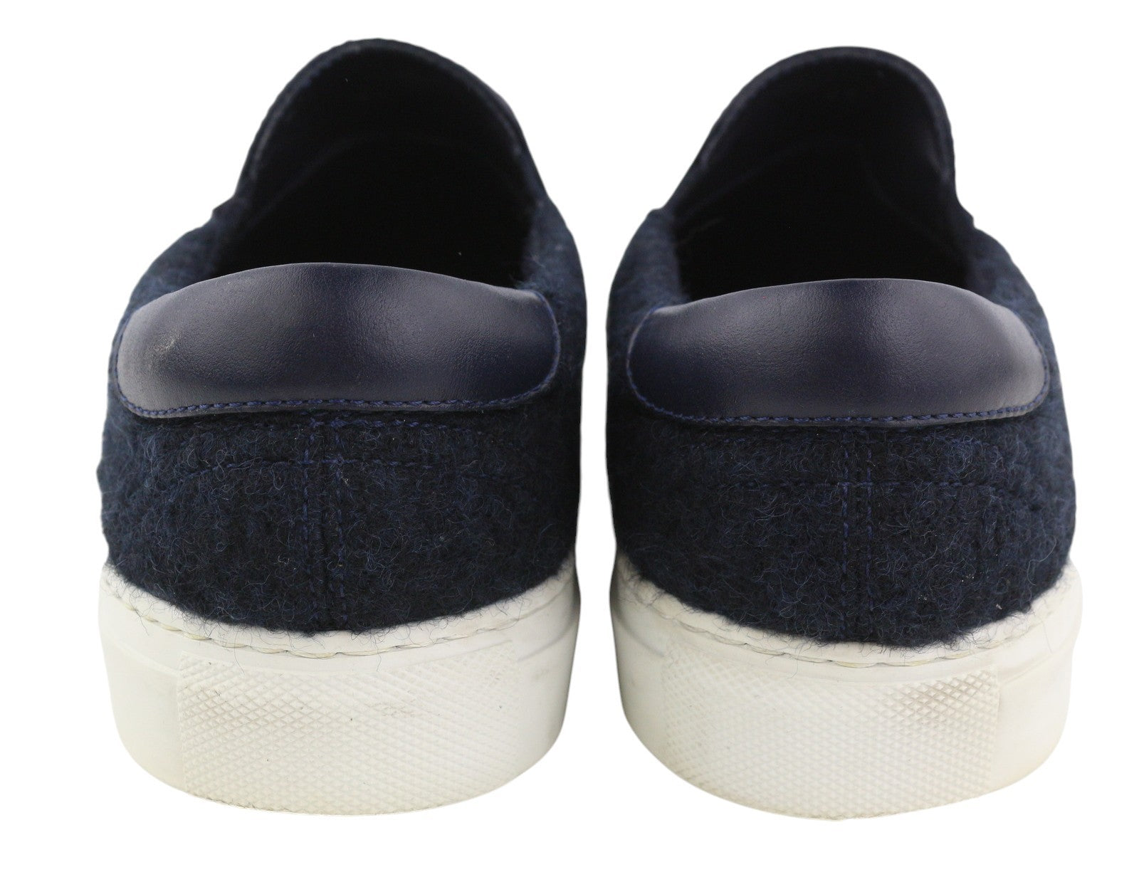 MONCLER Men Flats EU41 Dark Blue Denim Look Slip On Almond Toe Leather Details