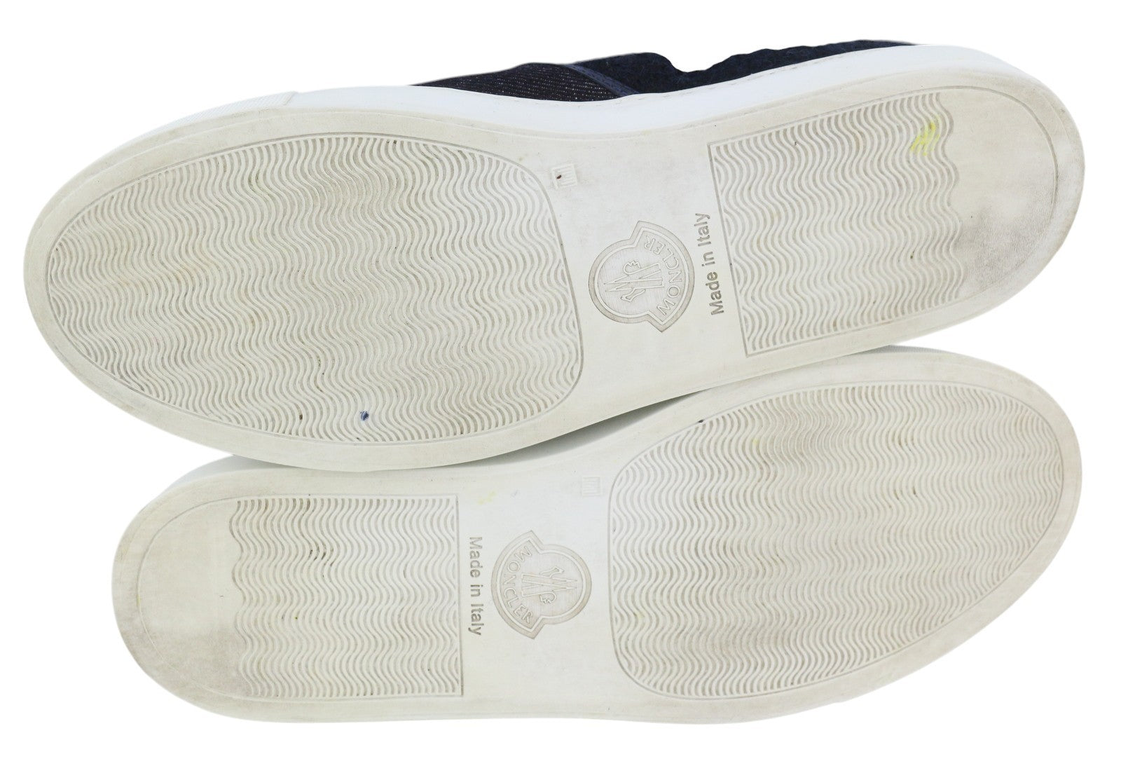 MONCLER Men Flats EU41 Dark Blue Denim Look Slip On Almond Toe Leather Details