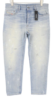 DIESEL D-Eetar 081AK Men's Jeans W34/L32 Blue Cotton Stretch Aged Tapered Fit