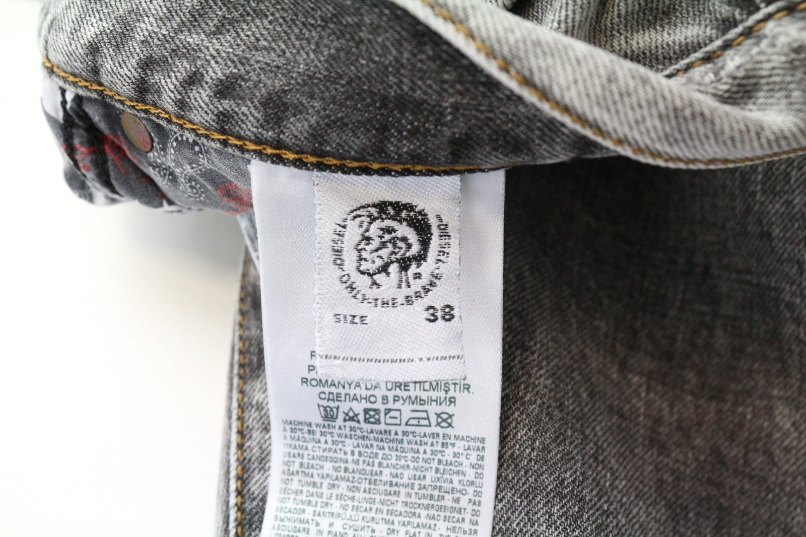 DIESEL Mharky 089AT Men's Jeans W38/L32 Grey Slim Cotton Ripped Skinny Fit