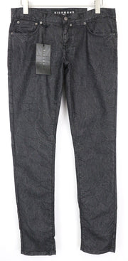 RICHMOND Men's Jeans W32 Super Skinny Black Cotton Blend 5-Pocket Stretch