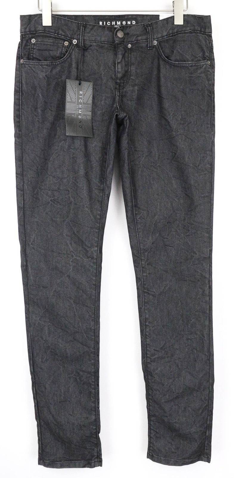 RICHMOND Men's Jeans W32 Super Skinny Black Cotton Blend 5-Pocket Stretch