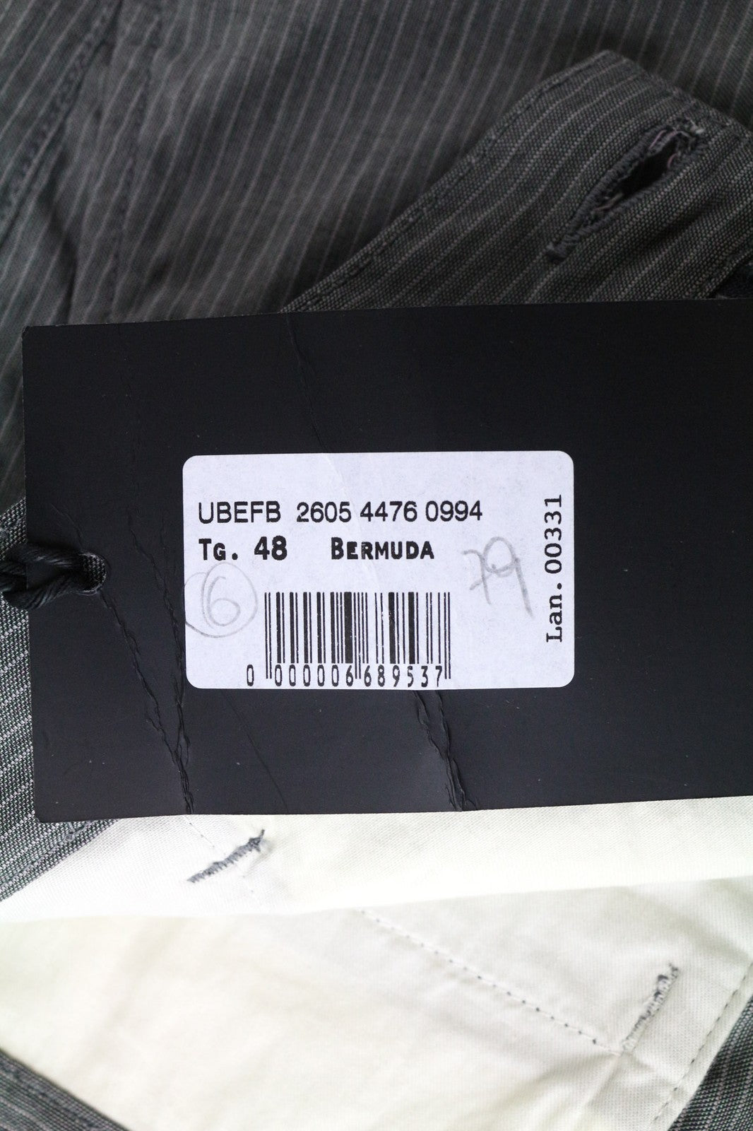 RICHMOND Men's Shorts 48 Grey Striped Cotton Casual Summer Light Fabric