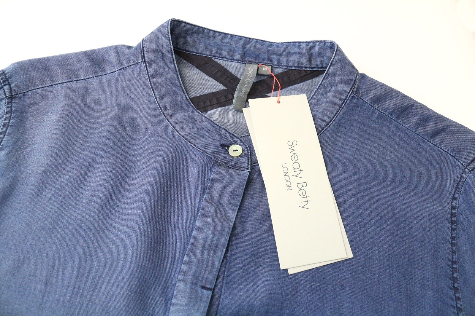 SWEATY BETTY Kvasir Luxe Women's Dress M Blue Shirt-Style Buttoned Long Sleeve