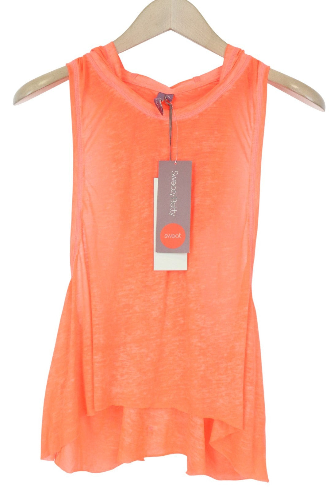 SWEATY BETTY Crop Hoody Women's Tank XL Orange Hooded Sleeveless Sport Top