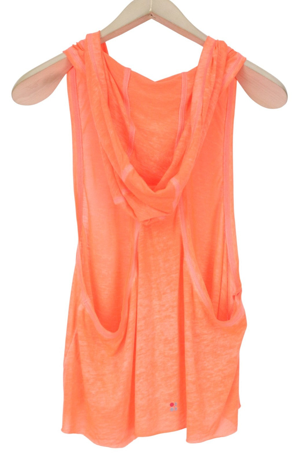 SWEATY BETTY Crop Hoody Women's Tank XL Orange Hooded Sleeveless Sport Top