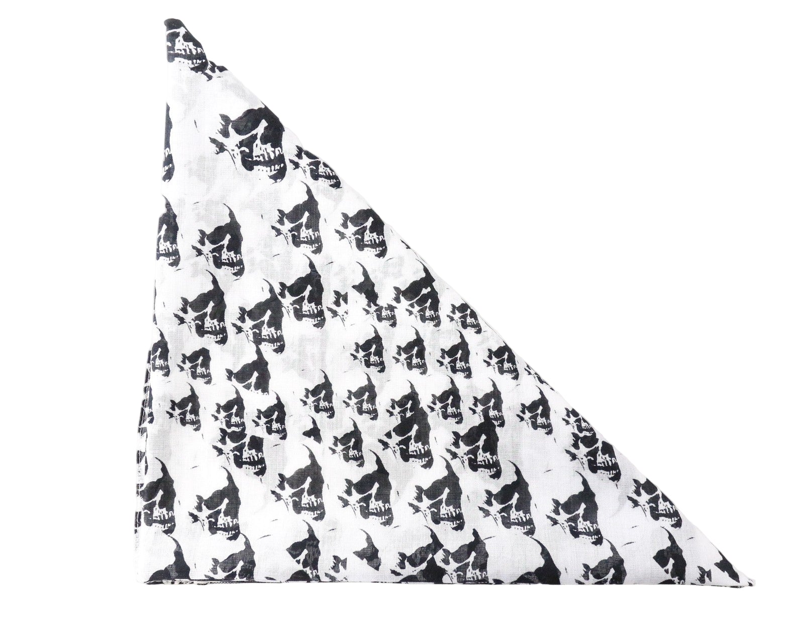 JOHN RICHMOND Men's Scarf OS White Skull Pattern Cotton Pocket Square
