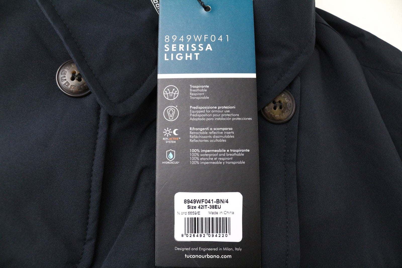 TUCANO URBANO Serissa Light Women's Jacket EU38 Navy Moto Double-Breasted
