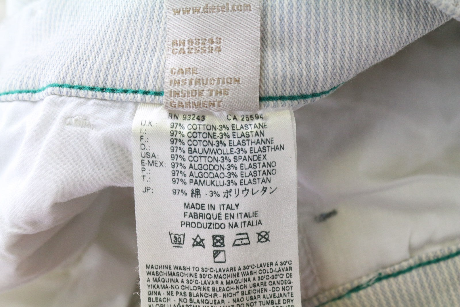 DIESEL Getlegg 0602F Women's Jeans W27/L32 Slim Skinny Blue Striped Stretch