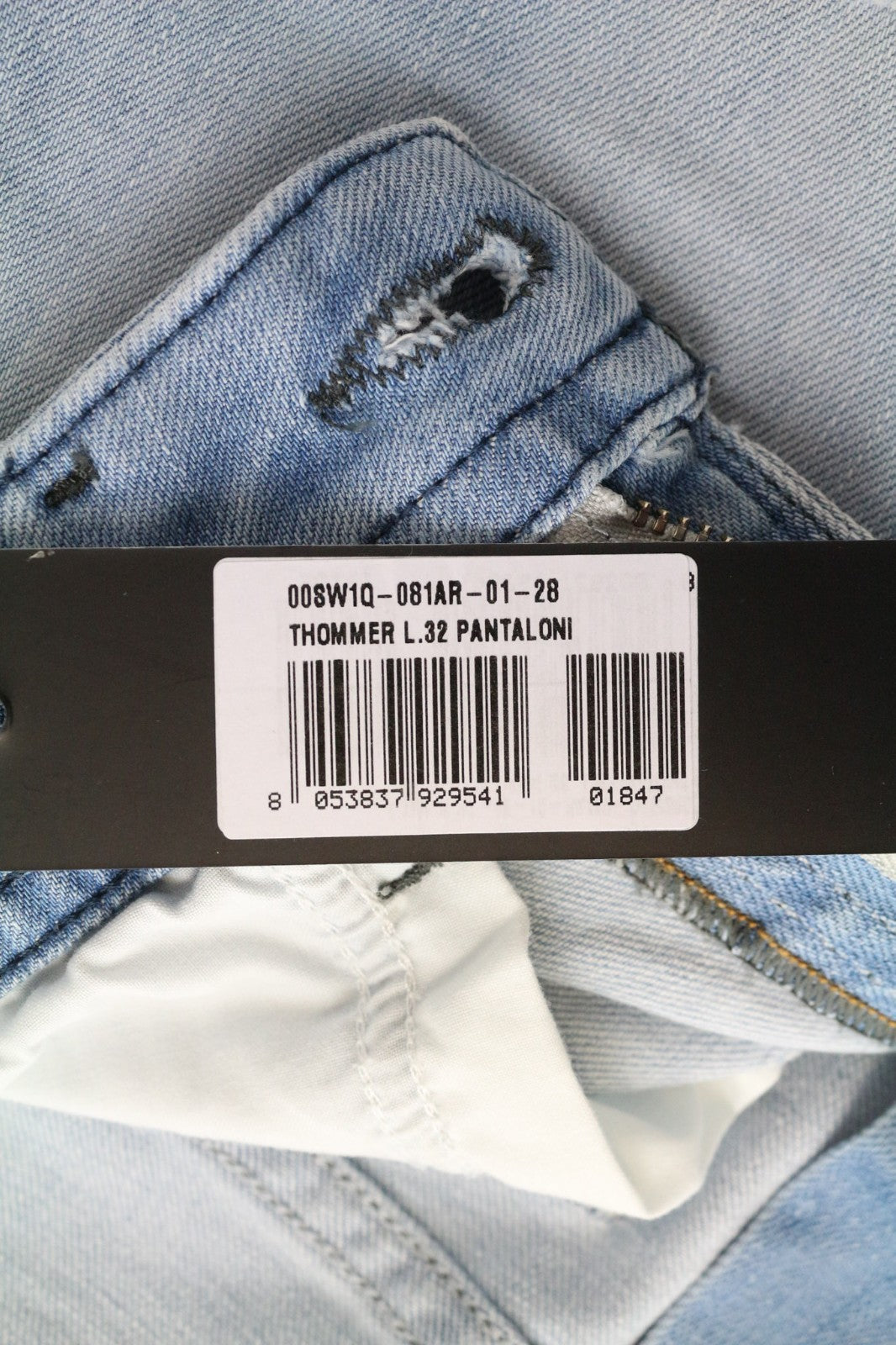 DIESEL Thommer 081AR Men's Jeans W28/L32 Slim Blue Washed Cotton Stretch Fit