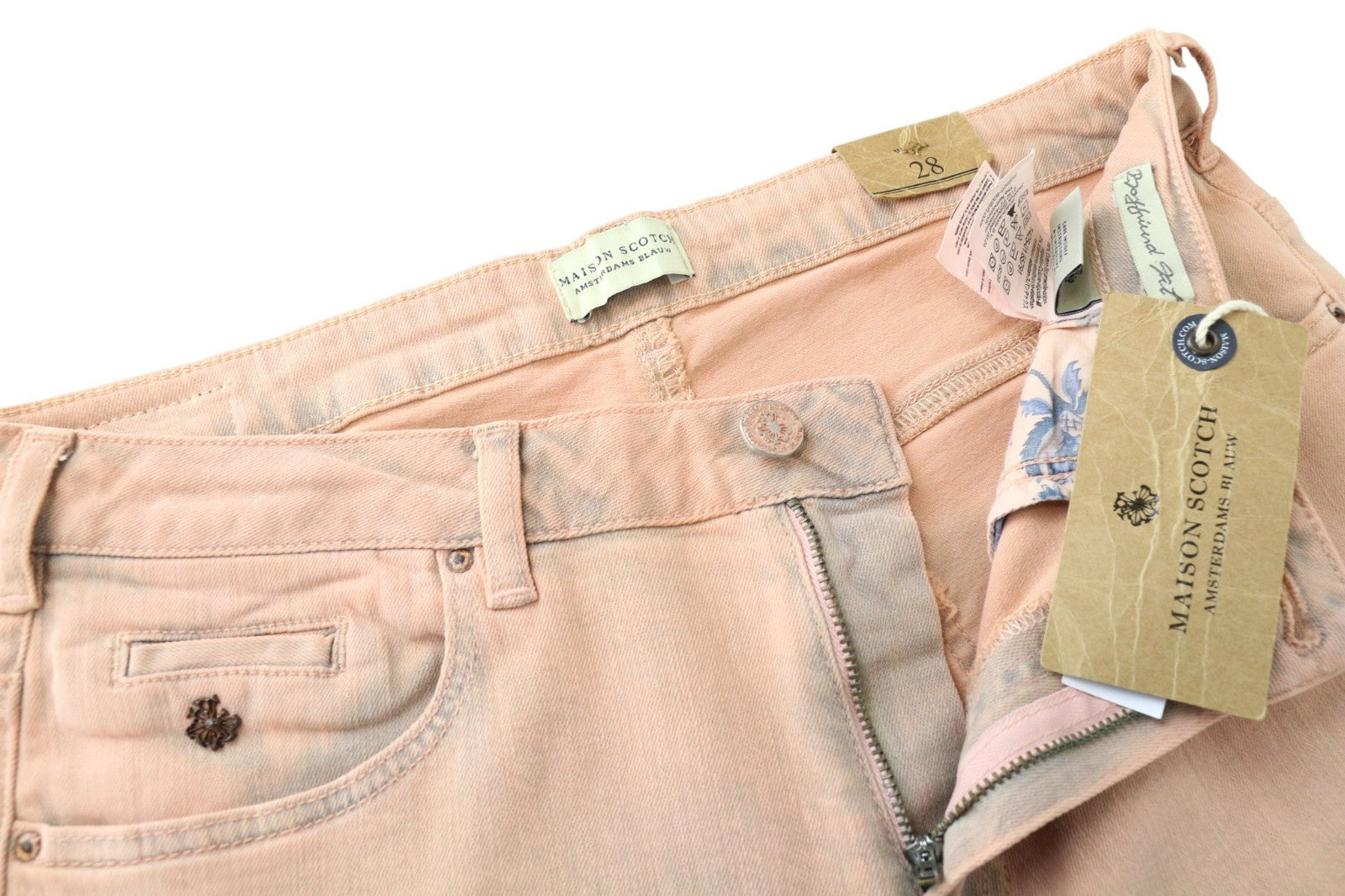 MAISON SCOTCH Petit Ami Women's Jeans W28 Slim Boyfriend Pink Stretch Cotton