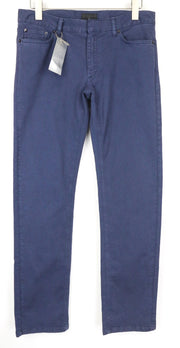 RICHMOND Men's Trousers 48 Blue Cotton Stretch Flat Front Casual Style