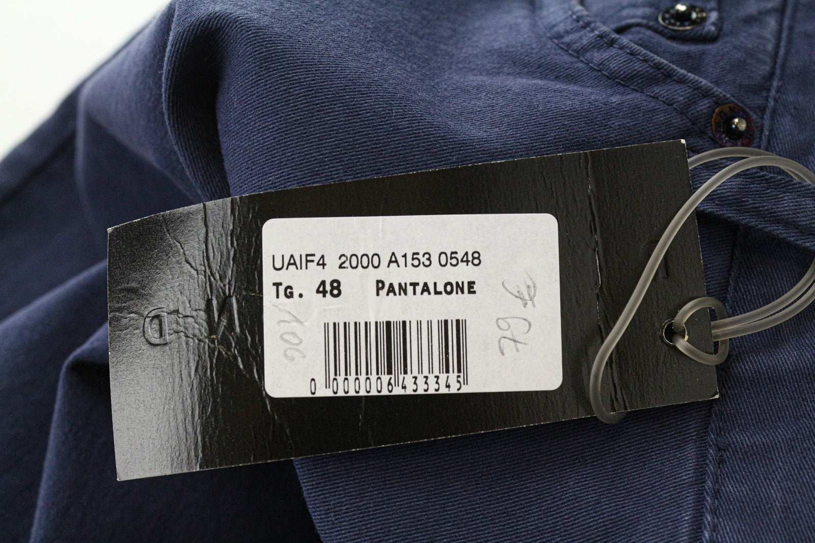 RICHMOND Men's Trousers 48 Blue Cotton Stretch Flat Front Casual Style