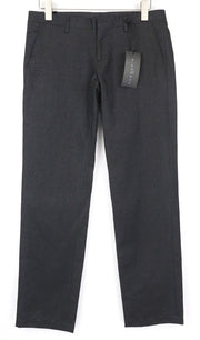 JOHN RICHMOND Men's Trousers UK46 Black Cotton Blend Flat Front Shiny Thread