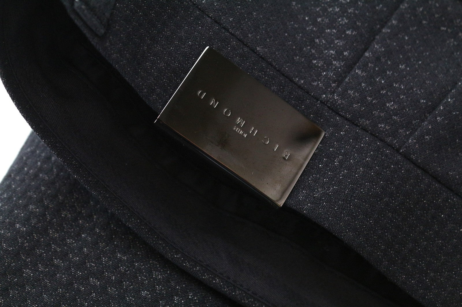 JOHN RICHMOND Men's Trousers UK46 Black Cotton Blend Flat Front Shiny Thread