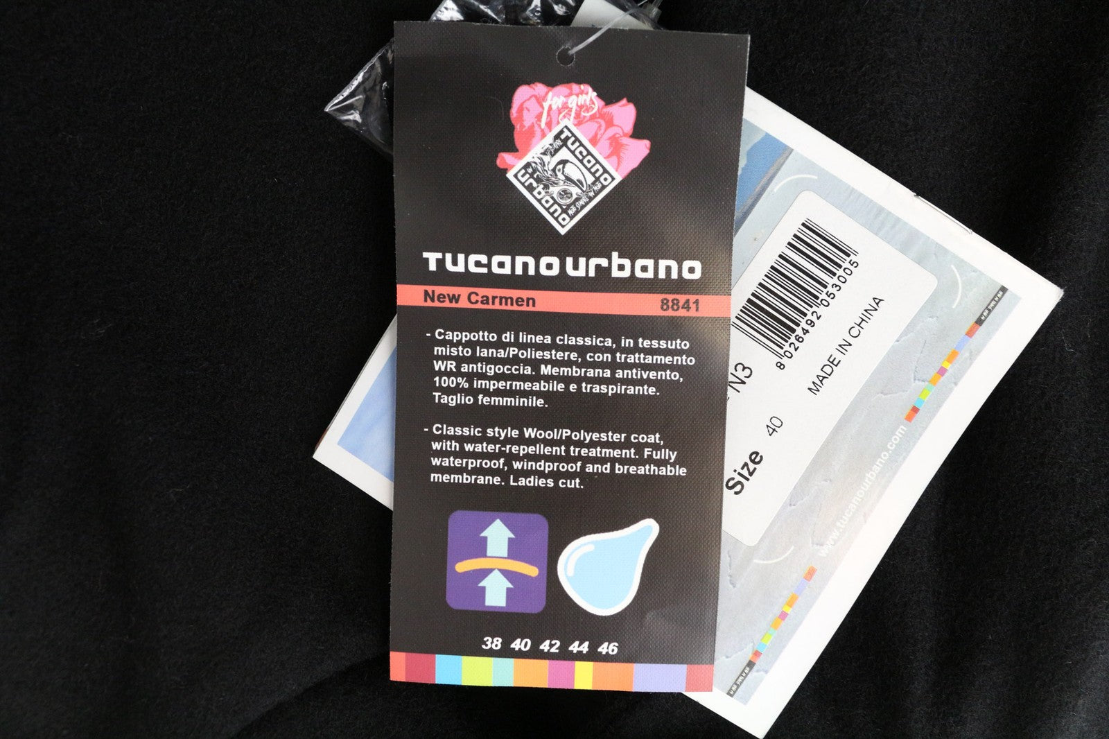 TUCANO URBANO New Carmen Women's Coat IT40 Black Wool Moto Single-Breasted