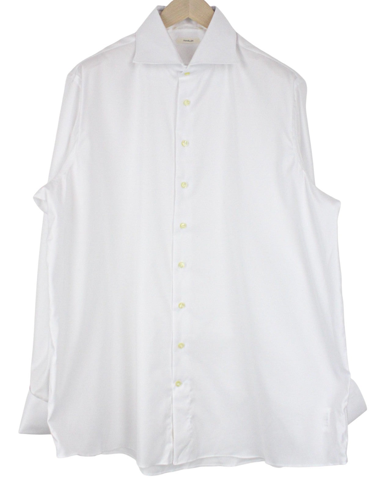 SUITSUPPLY Men's Formal Shirt 47 White Slim Traveller Cotton Button-Up