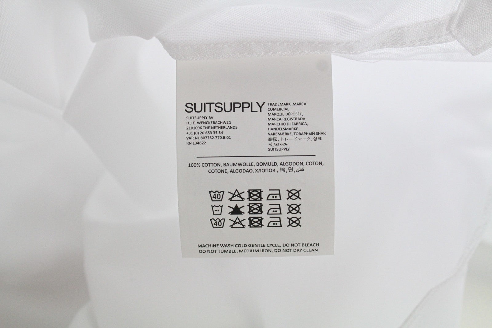 SUITSUPPLY Men's Formal Shirt 47 White Slim Traveller Cotton Button-Up