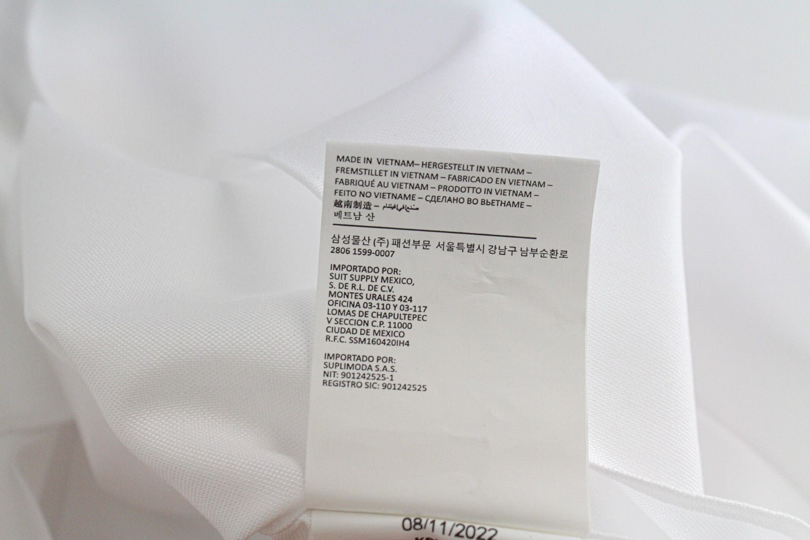 SUITSUPPLY Men's Formal Shirt 47 White Slim Traveller Cotton Button-Up