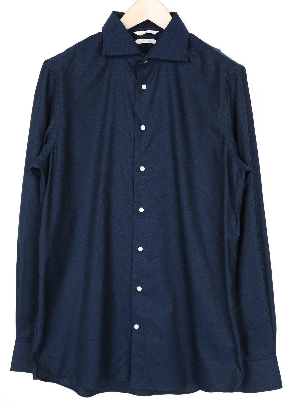 SUITSUPPLY Men's Formal Shirt 43L Marine Blue Melange Extra Slim Traveller