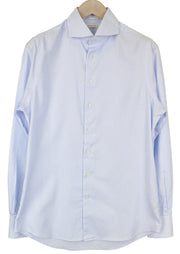 SUITSUPPLY Men's Formal Shirt 40/15 3/4 Blue Extra Slim Pure Cotton Striped