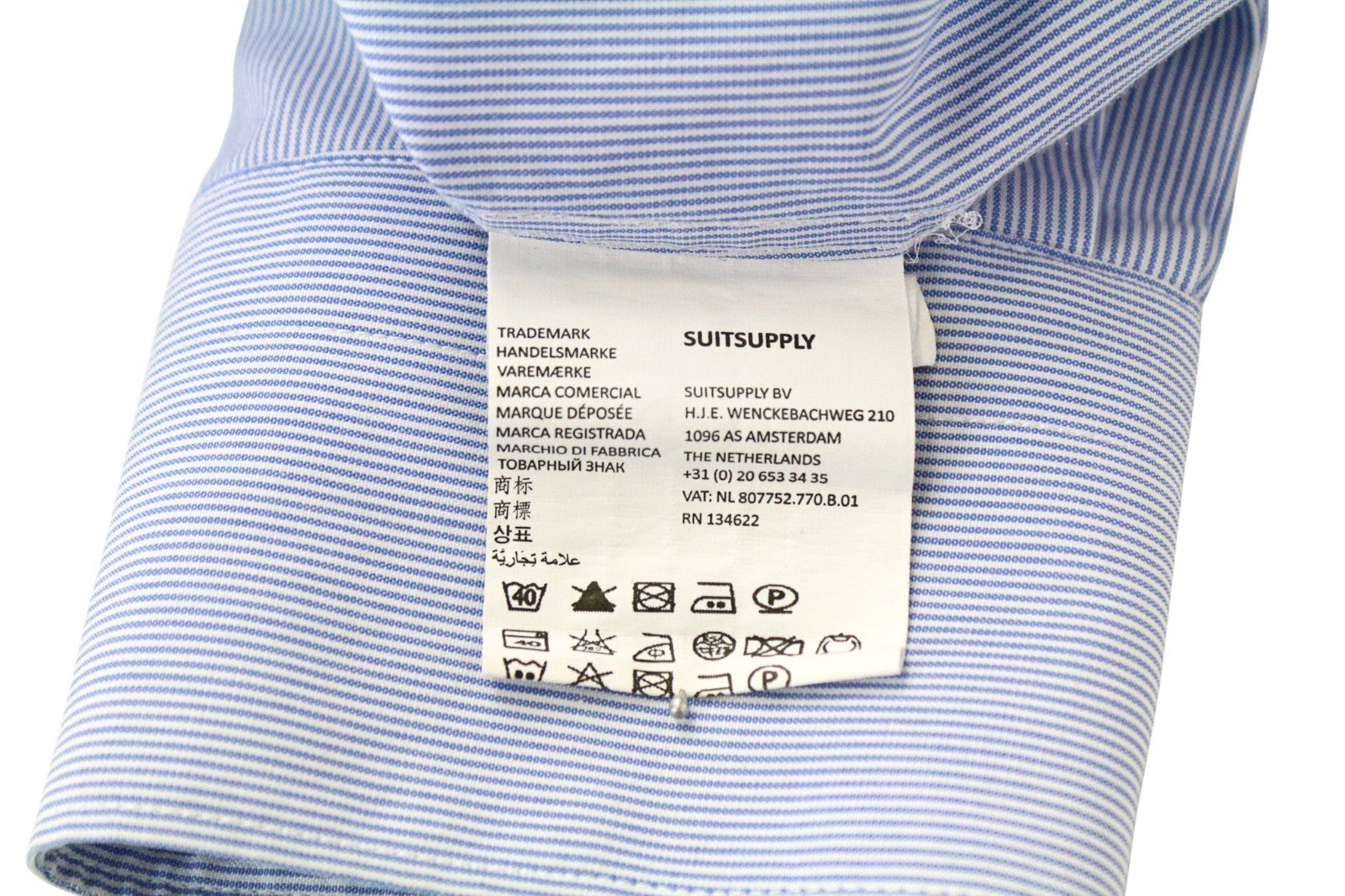 SUITSUPPLY Men's Formal Shirt 39/15 1/2 Blue Striped Cotton Cutaway