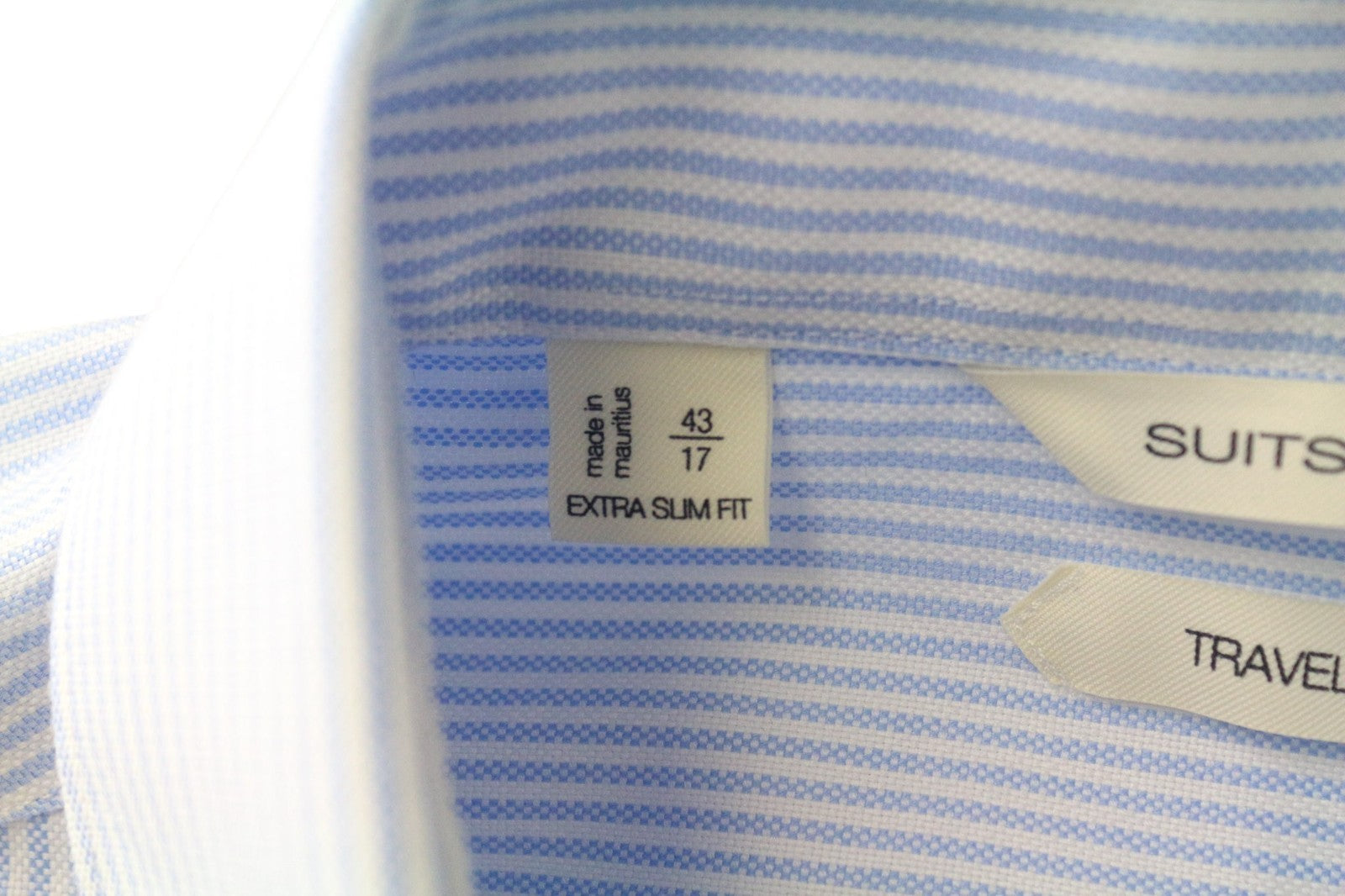 SUITSUPPLY Traveller Men's Formal Shirt 43/17 Extra Slim Blue Cotton