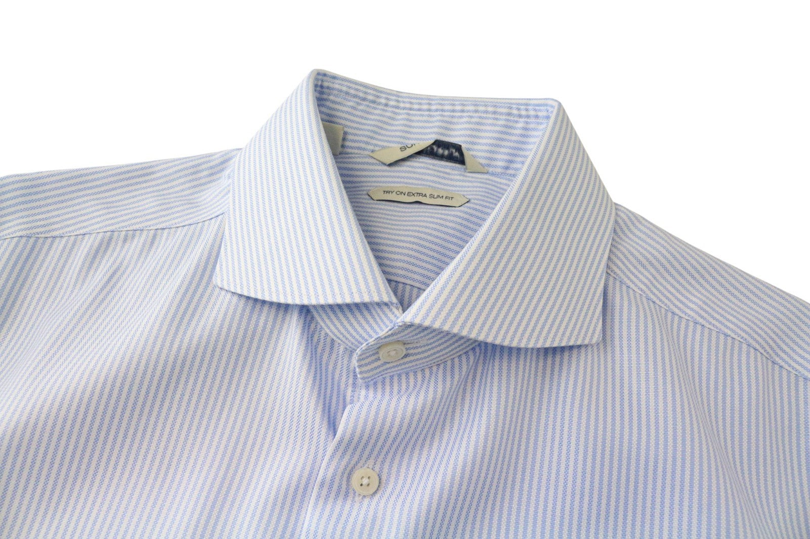 SUITSUPPLY Men's Formal Shirt 42L/16 1/2L Blue Striped Extra Slim Cotton