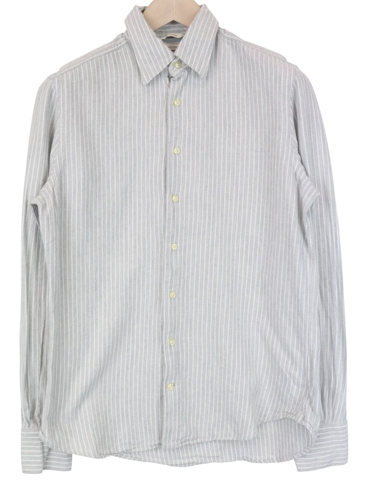 SUITSUPPLY Men's Formal Shirt 38/15 Grey Pinstriped Slim Egyptian Cotton