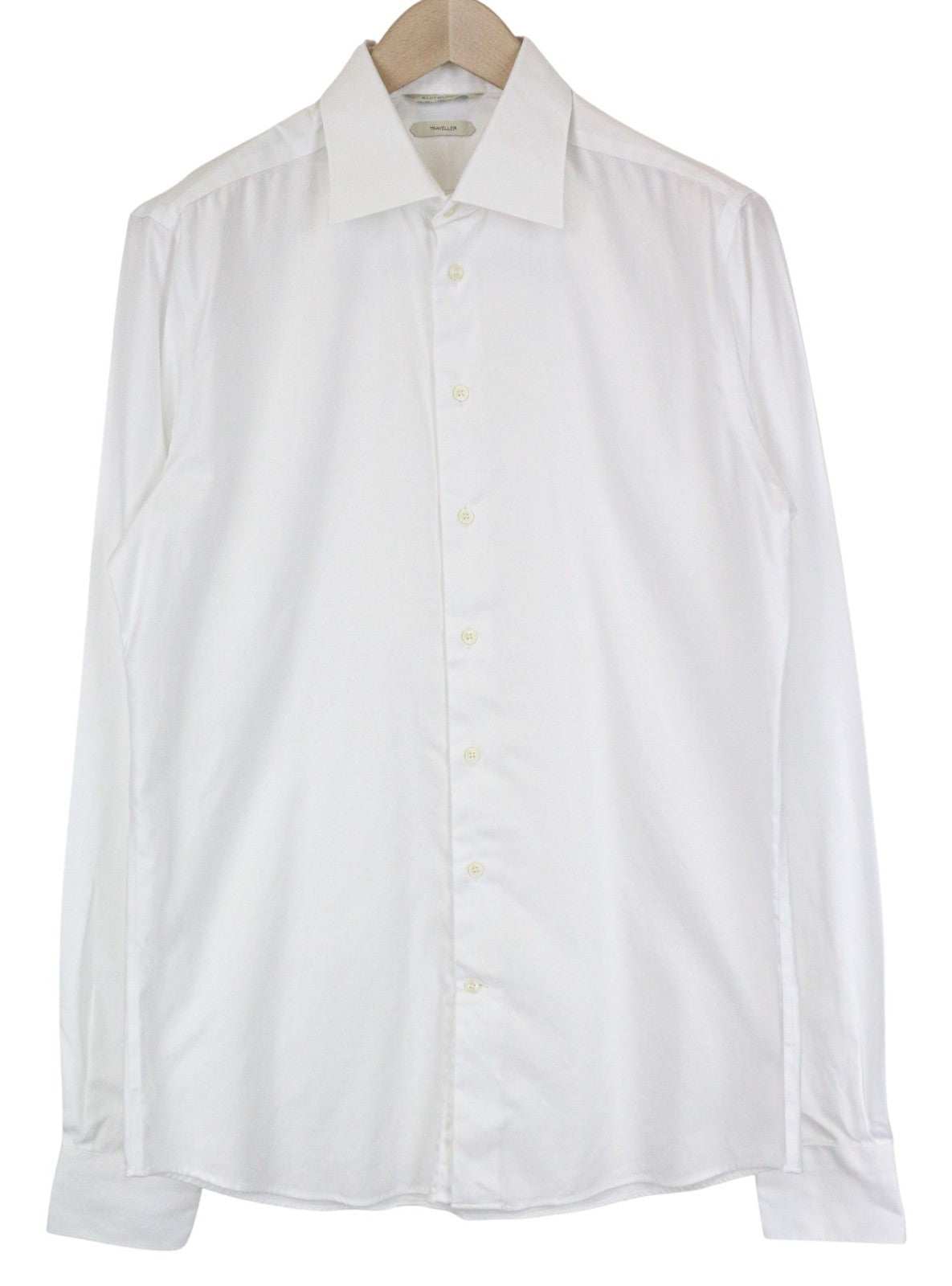 SUITSUPPLY Men's Formal Shirt 42.7/16 1/2L White Slim Traveller Cotton
