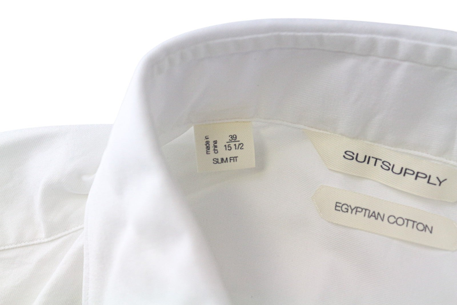 SUITSUPPLY Men's Formal Shirt 39/15 1/2 White Slim Egyptian Cotton Cuff
