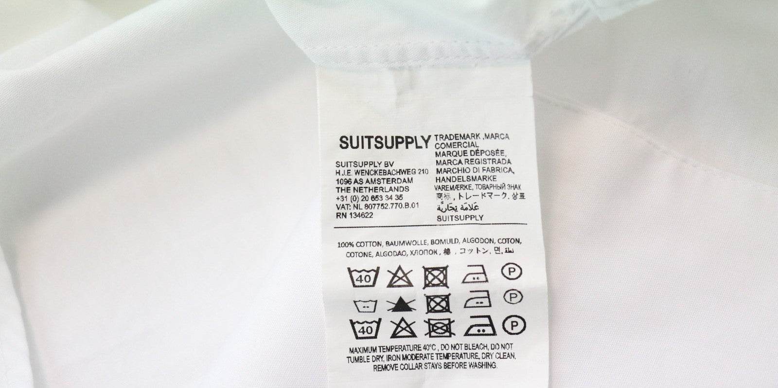 SUITSUPPLY Men's Formal Shirt 41/16 White Slim Egyptian Cotton Classic