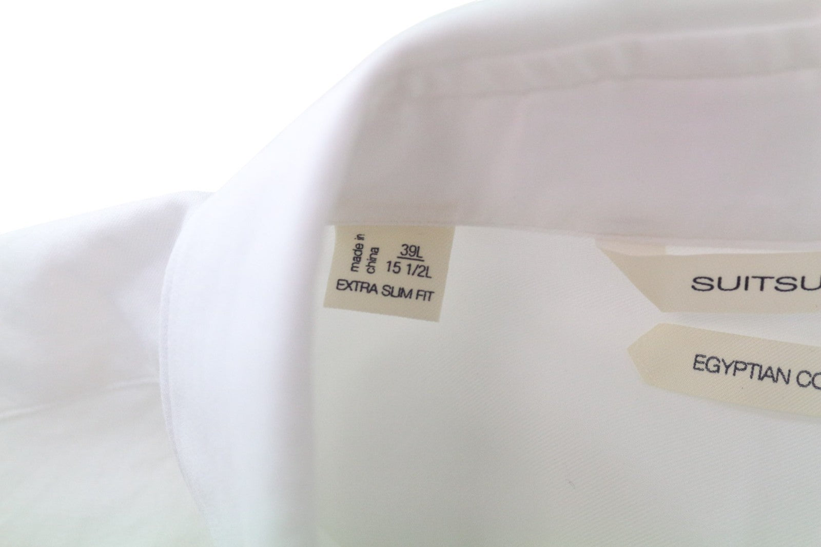 SUITSUPPLY Men's Formal Shirt 39L/15 1/2L White Extra Slim Egyptian Cotton