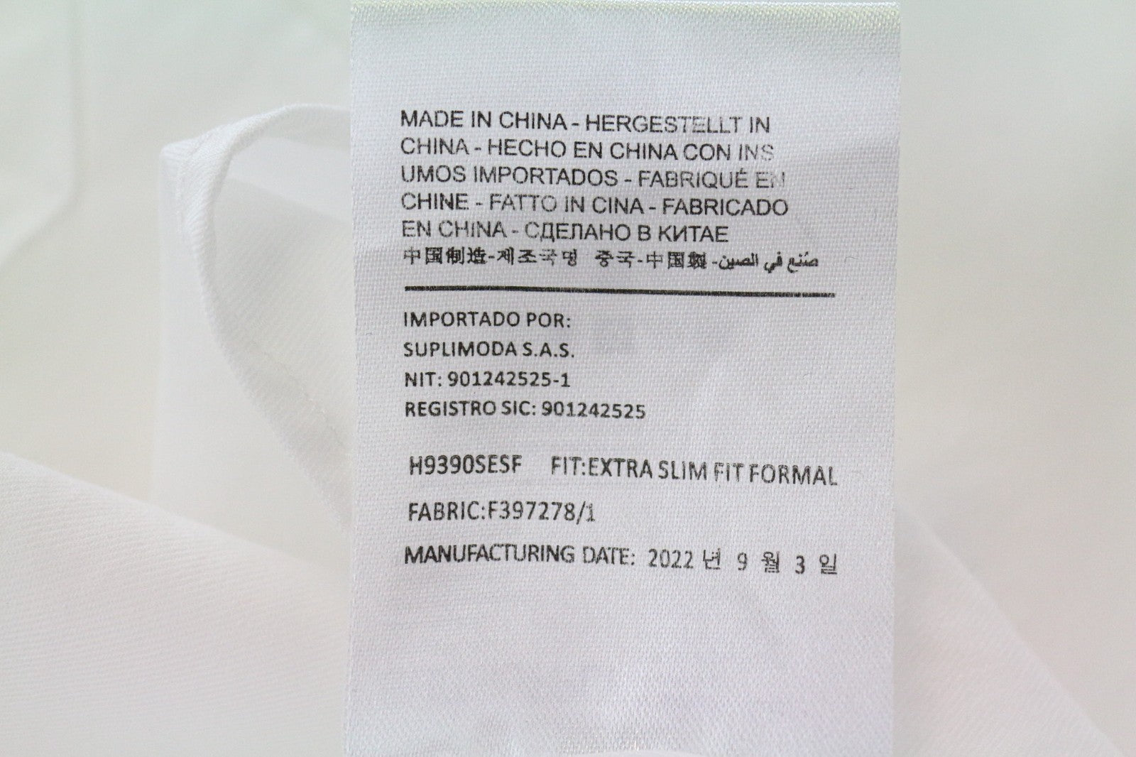 SUITSUPPLY Men's Formal Shirt 39L/15 1/2L White Extra Slim Egyptian Cotton