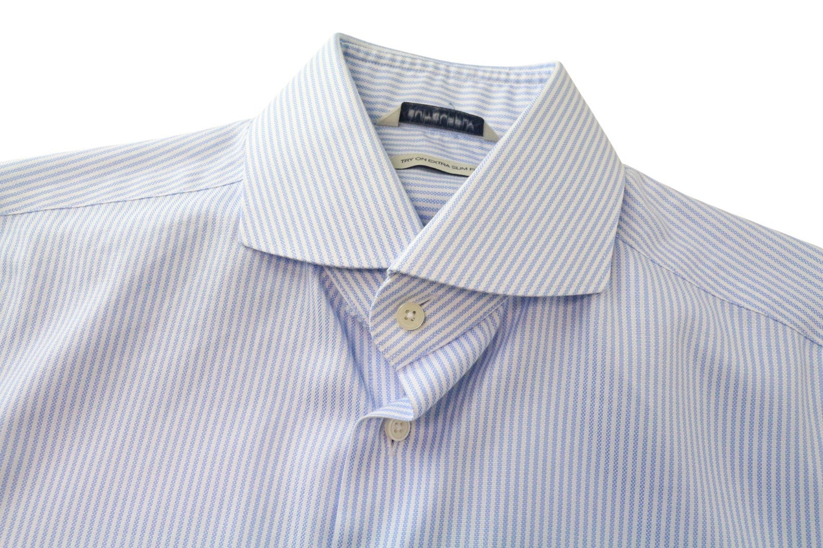 SUITSUPPLY Men's Formal Shirt 38L/15L Blue Striped Extra Slim Pure Cotton
