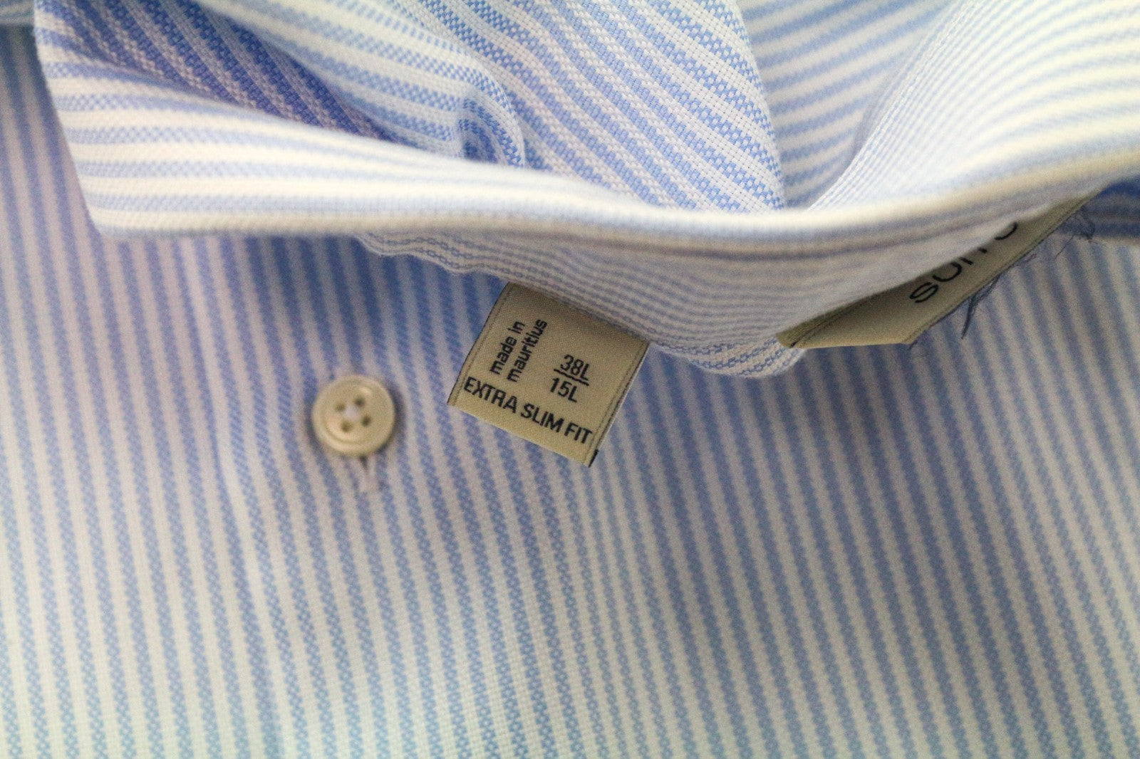 SUITSUPPLY Men's Formal Shirt 38L/15L Blue Striped Extra Slim Pure Cotton