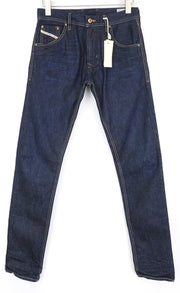 DIESEL Krayver 0823K Men's Slim Carrot Jeans W28/L34 Blue Pure Cotton Denim