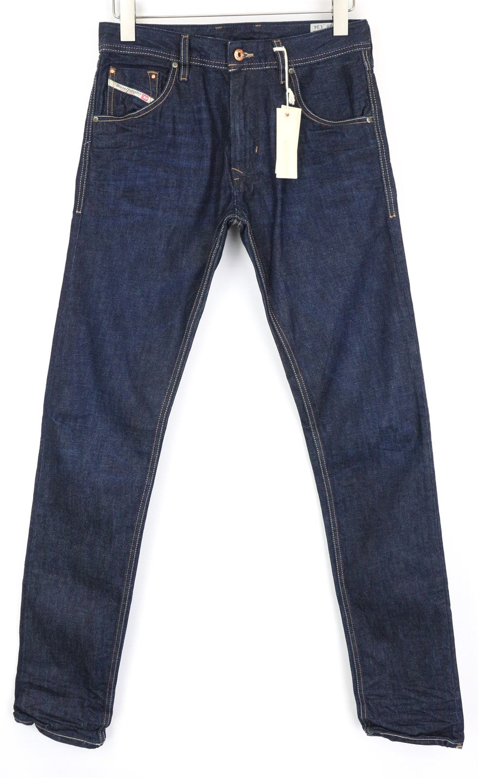 DIESEL Krayver 0823K Men's Slim Carrot Jeans W28/L34 Blue Pure Cotton Denim