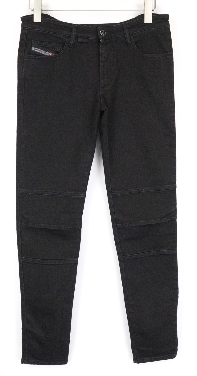 DIESEL De-Cinty 8880R Women's Black Skinny Jeans W30 Biker Stretch Slit Knee