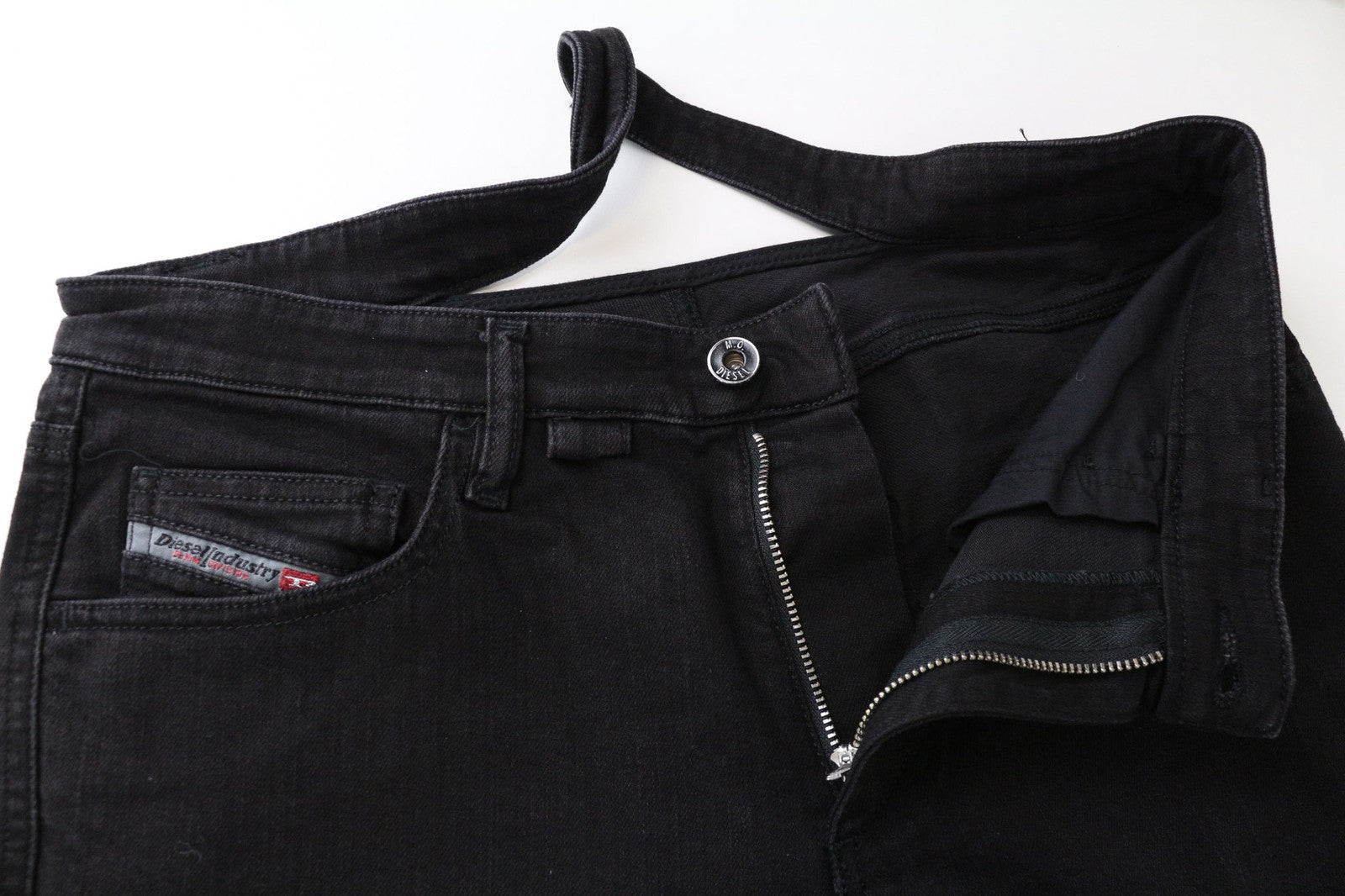 DIESEL De-Cinty 8880R Women's Black Skinny Jeans W30 Biker Stretch Slit Knee