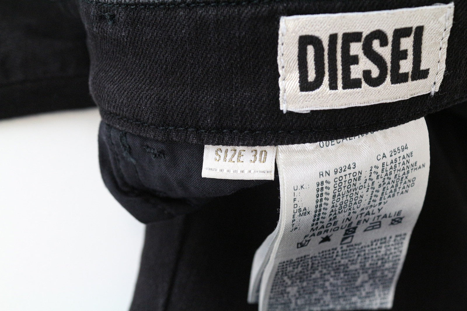 DIESEL De-Cinty 8880R Women's Black Skinny Jeans W30 Biker Stretch Slit Knee