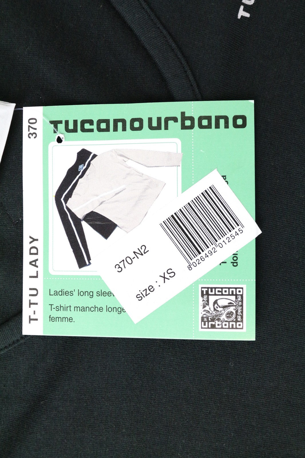 TUCANO URBANO T-TU Lady Women's XS Black Long Sleeve V-Neck Cotton T-Shirt