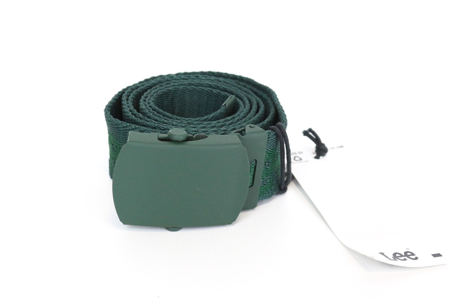 LEE Men's Belt 95 cm Green Casual Autogrip Buckle with Logo Pattern