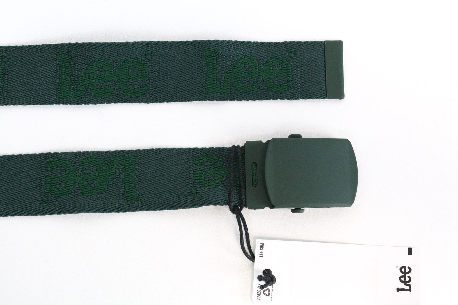 LEE Men's Belt 95 cm Green Casual Autogrip Buckle with Logo Pattern