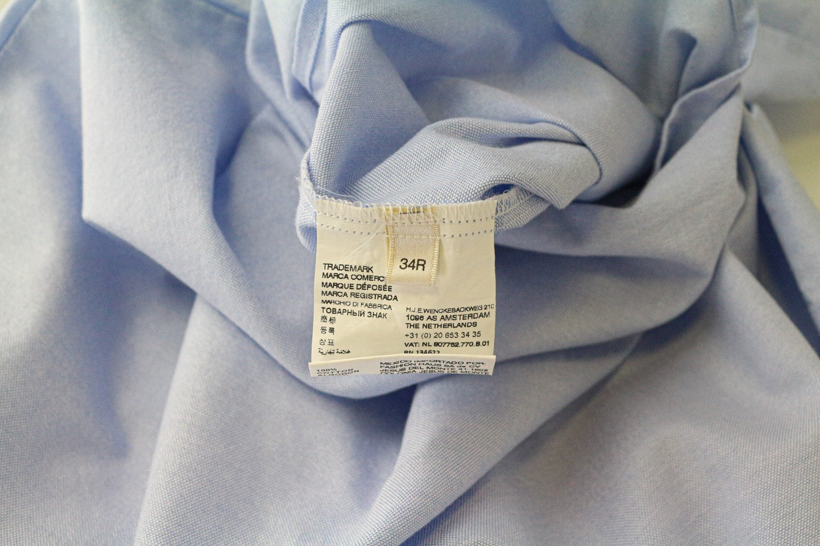 SUISTUDIO Women's 34R Blue Pure Cotton Classic Button-Up Long Sleeve Shirt