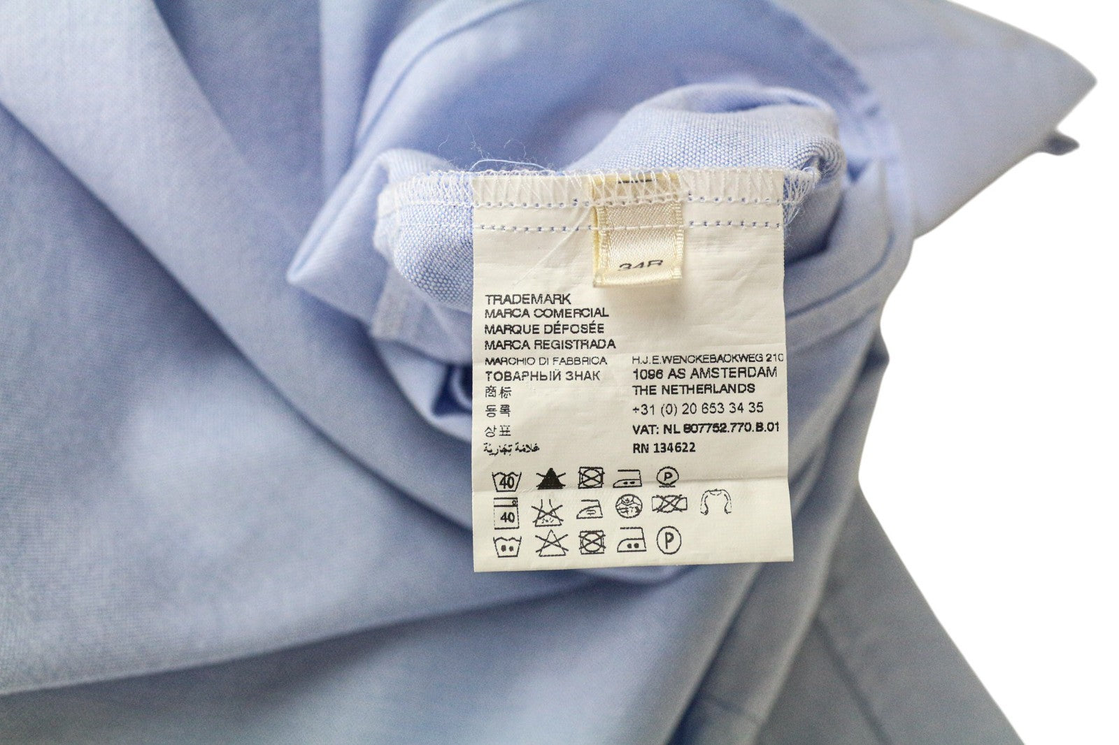 SUISTUDIO Women's 34R Blue Pure Cotton Classic Button-Up Long Sleeve Shirt