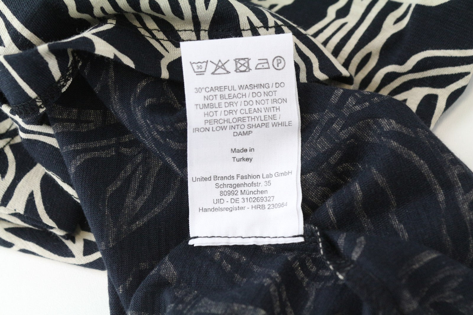 ONE MORE STORY Women's 34 Navy Cotton Blend Short Sleeve Patterned Tee